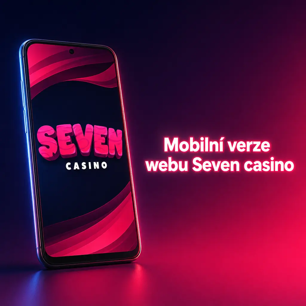 Mobilní verze webu Seven casino v prohlížeči telefonu s přístupem ke sázkám a casino hrám bez instalace