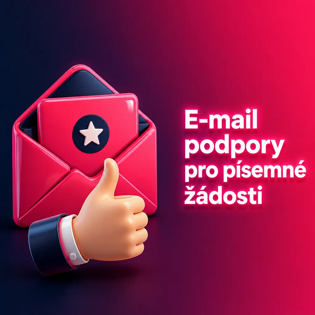 E-mailová podpora pro písemné žádosti, ověření účtu, reklamace a bezpečnostní upozornění
